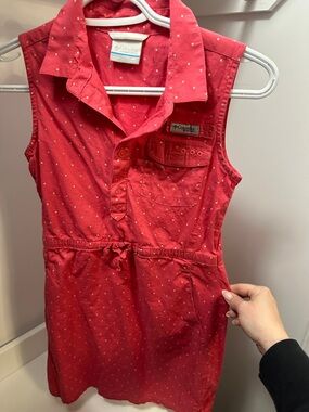 Columbia Red Sleeveless Dot-Print Shirt Dress